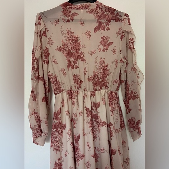 💕2 FOR $20💕 Floral pattern ruffled pink and beige dress​​ - Picture 10 of 14